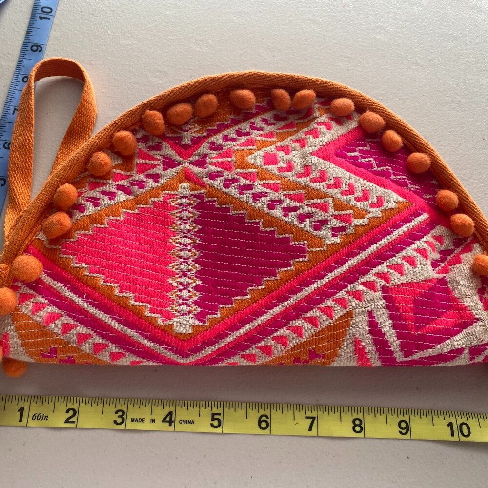 America & Beyong taco clutch wristlet boho bag 12" x 7"